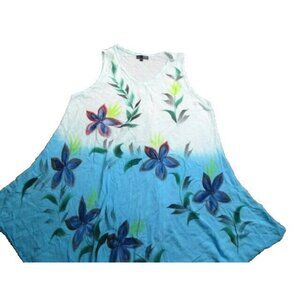 Bella Moda Dress Womens 1X‎ Sleeveless Allover Print Flower Sundress Plus Ladies